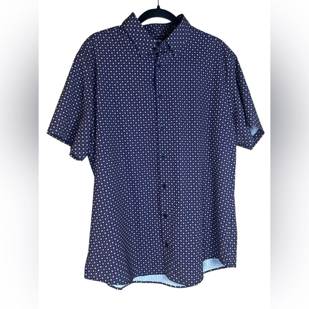Mizzen + Main Navy Floral Button Up‎ Performance Men’s XL